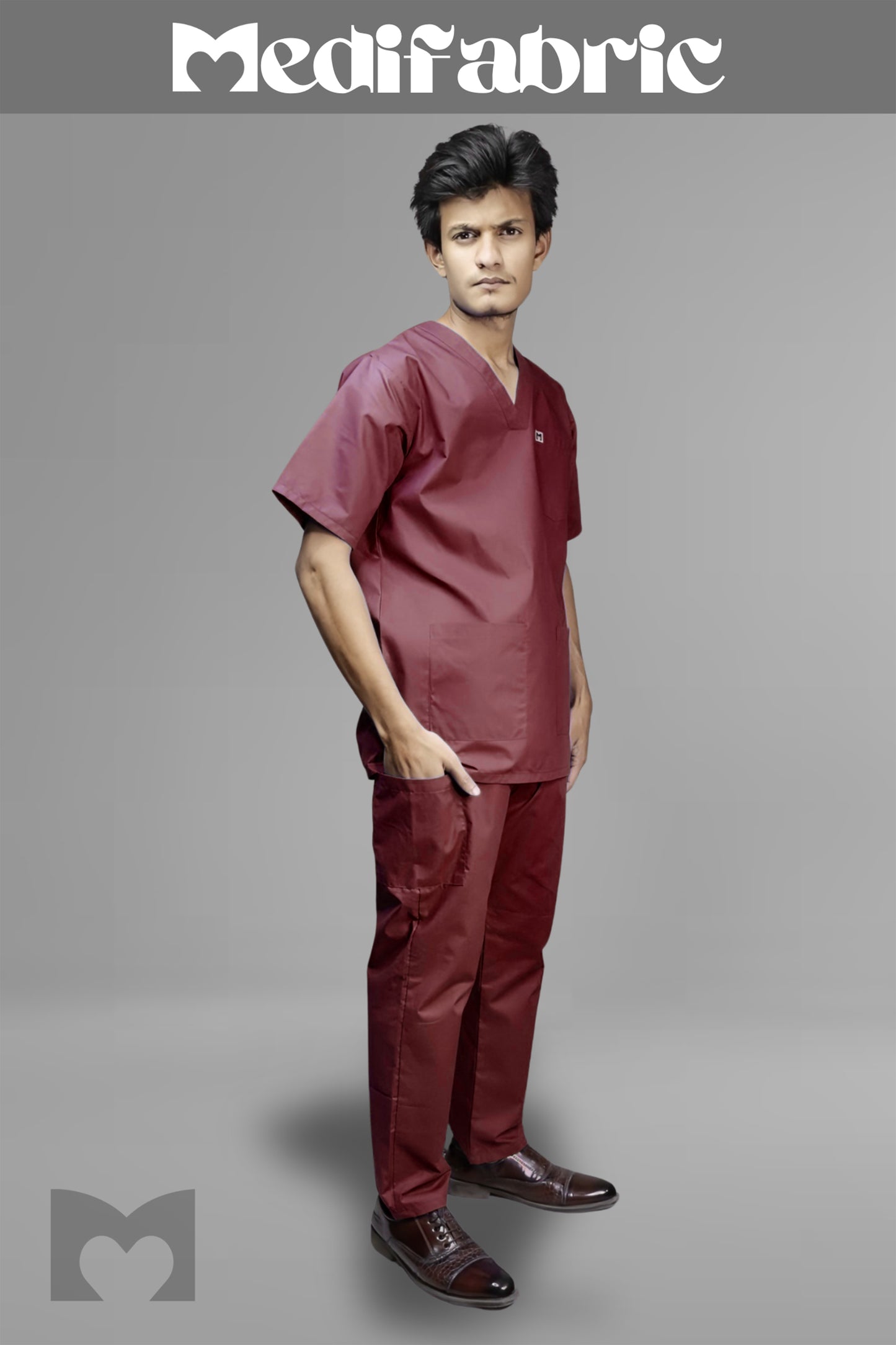 Medifabric Premium Dark Maroon Scrub Suit | Unisex