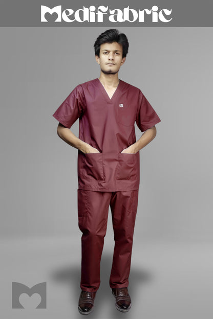 Medifabric Premium Dark Maroon Scrub Suit | Unisex